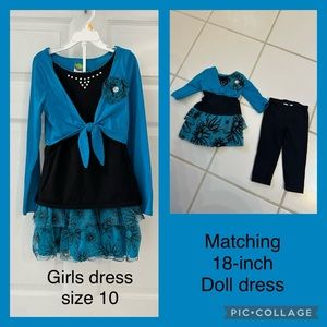 Dollie & Me Girls Dress Size 10 with matching 18-inch doll dress